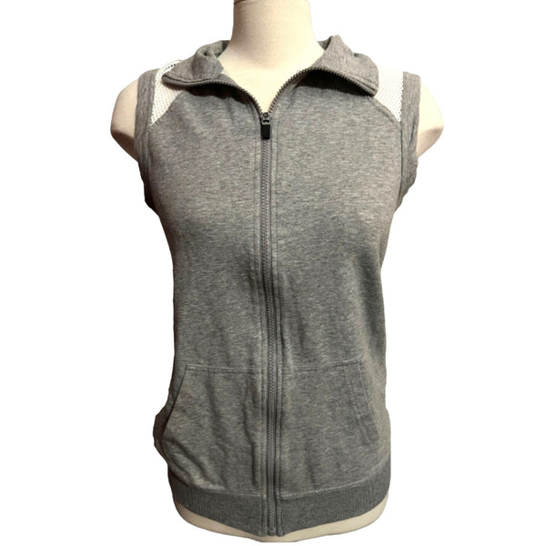 Fabletics Grey Knit Active Top Sz XS Mesh with Front Pockets Active Cardigan Top