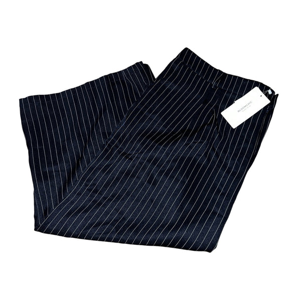 BloomChic NWT Striped Elastic Waist Slanted Pocket Trouser Pants Sz 4XL (26) Womens Navy Blue Zipper