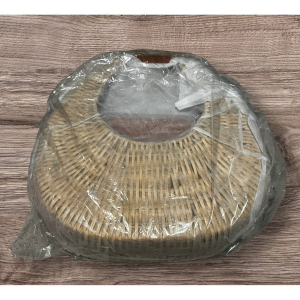 RAMLA New Ocean Rattan and Vegan Leather Bag Round Handle Purse