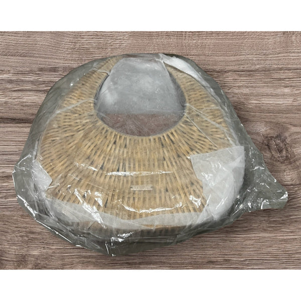 RAMLA New Ocean Rattan and Vegan Leather Bag Round Handle Purse