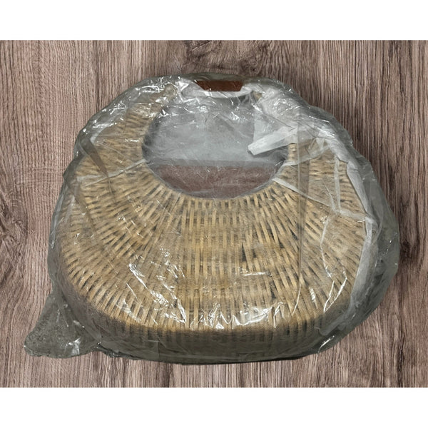 RAMLA New Ocean Rattan and Vegan Leather Bag Round Handle Purse