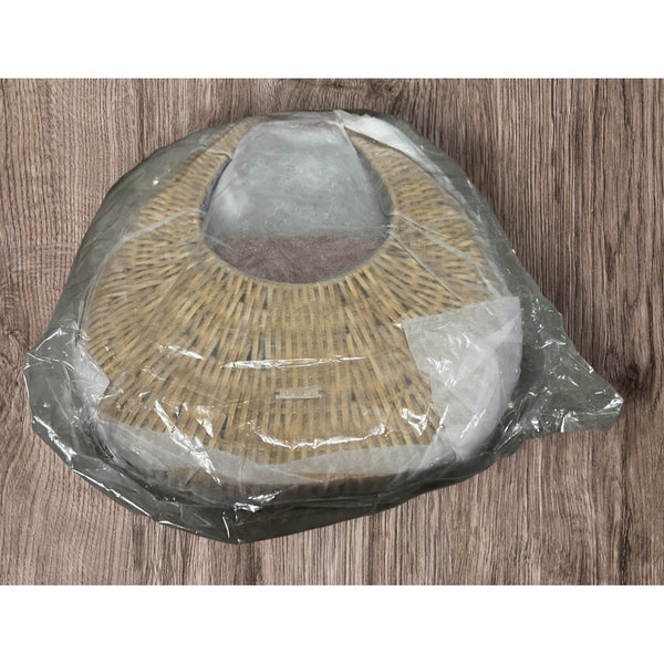 RAMLA New Ocean Rattan and Vegan Leather Bag Round Handle Purse