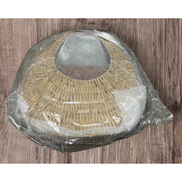 RAMLA New Ocean Rattan and Vegan Leather Bag Round Handle Purse