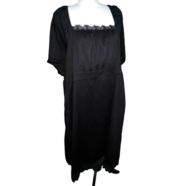 BloomChic NWT Square Lace Neck Pleated Front T Shirt Dress Sz 3XL (22/24) Womens Lace Hem Midi