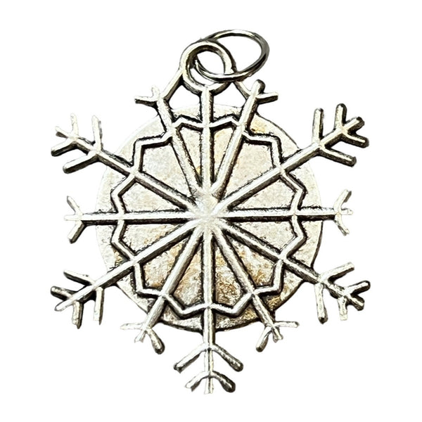 Marbleized Tie Dye Snow Flake Charm 2.5" Diameter Jewelry Necklace Crafting Christmas Winter Theme