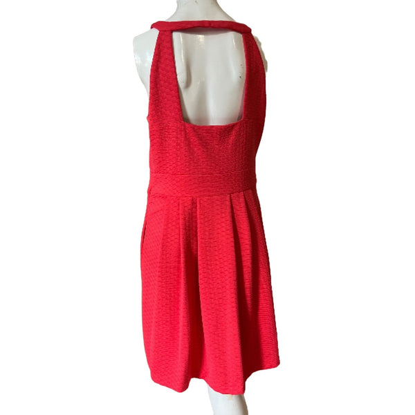 New Jessica Simpson Coral Fit & Flare Dress Sz 8 Womens Orange Zip Front Cute Dress