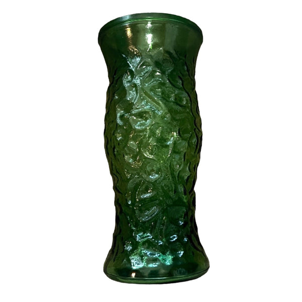 Vintage Hoosier Glass Green Molded Vase 10" Elegant Floral Decor Urn