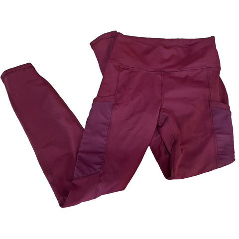 Fabletics Powerhold Workout Leggings Sz Small Womens Burgundy with Pockets