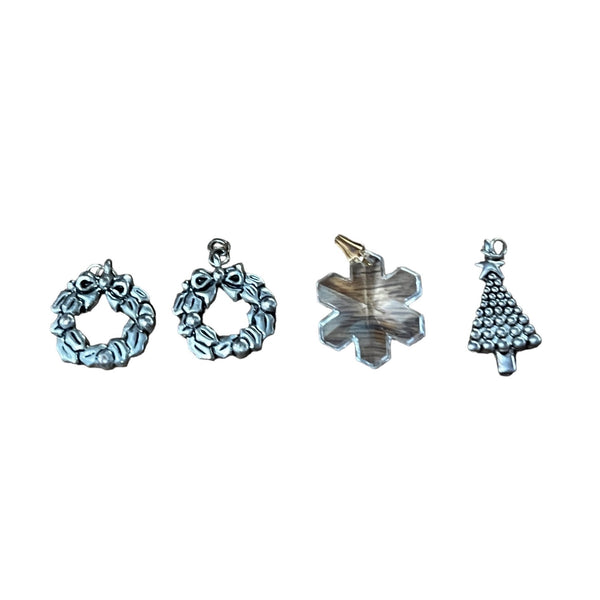 Bundle of 4 Christmas Charms for Necklace and Jewelry Crafting