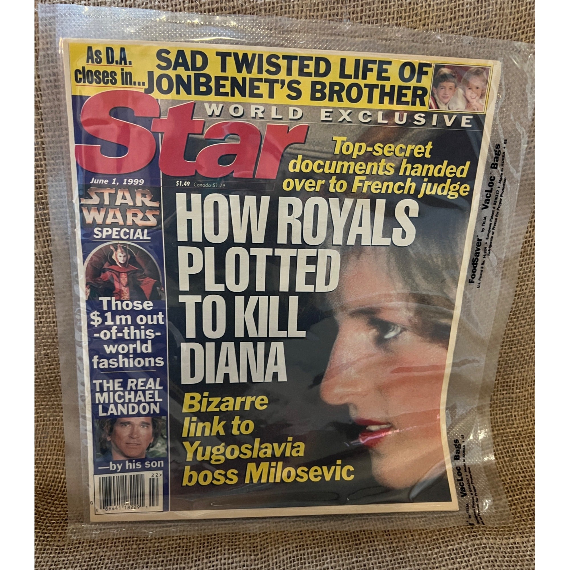 Vintage Star Newspaper June 1, 1999 "How the Royals Plotted to Kill Diana" in Sealed Protector