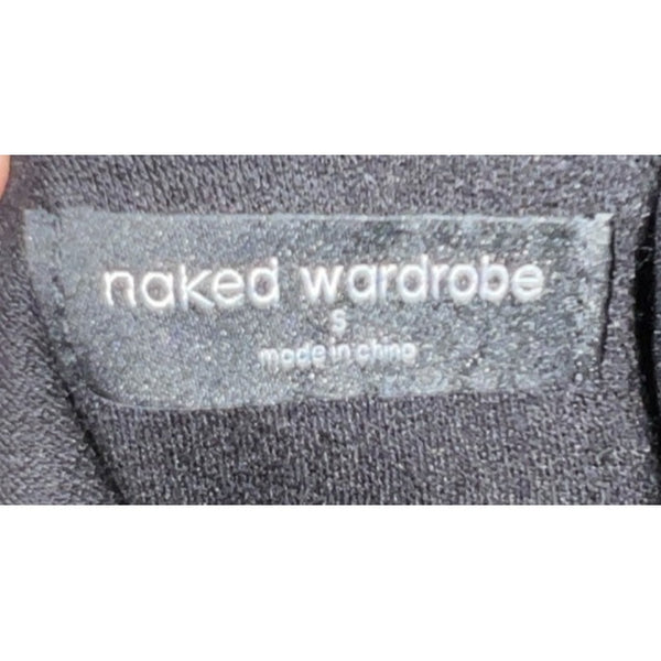 Naked Wardrobe NWOT Short Sleeve Mini Bodycon Dress Sz S Womens Black Mock Neck