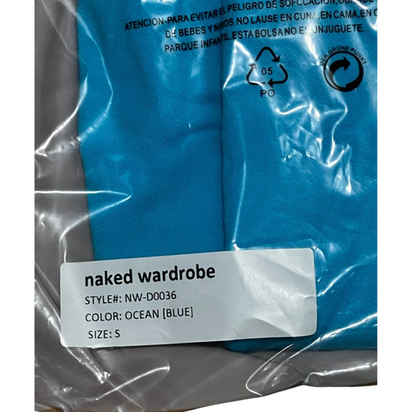 Naked Wardrobe NWT Meant Tu-Be Strapless Sculpting Midi Bodycon Dress Sz S Womens Bright Blue Compression