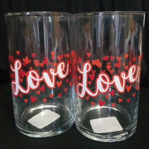 New Set of 2 Flower Vases with Love and Hearts 6" Tall Valentines Anniversary Vase