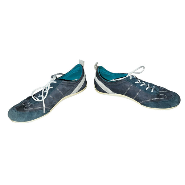 Geox Respira D3209A Leather Athletic Running Flat Sneakers Sz 5 (37) Womens Blue