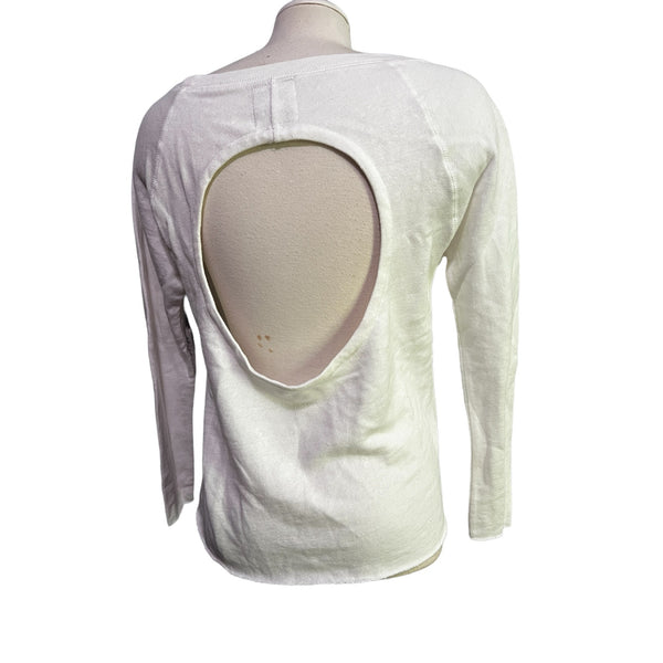 Chaser NWT Open Backless Crewneck Long Sleeve Sweater Sz S Womens White Soft Casual Blouse