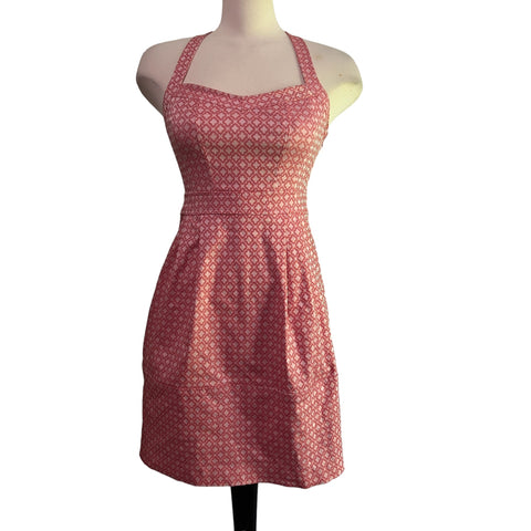 Nanette Lepore Pink Geometric Racerback Mini Dress Sz 4 Womens with Pockets