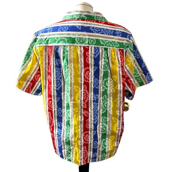 Vintage MS. Tops California Sz 42 Striped Shirt Sz Large/XLarge Women's Colorful Button Down