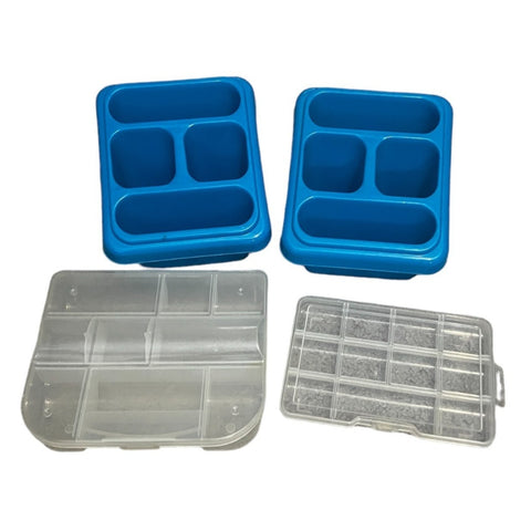 Bundle of 4 Plastic Crafting Organization Containers 2 Closing with Compartments