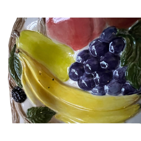 Vtg Holland Mold Fruit Serving Platter Retro Kitchen Dining with Bananas, Grapes, Pineapple