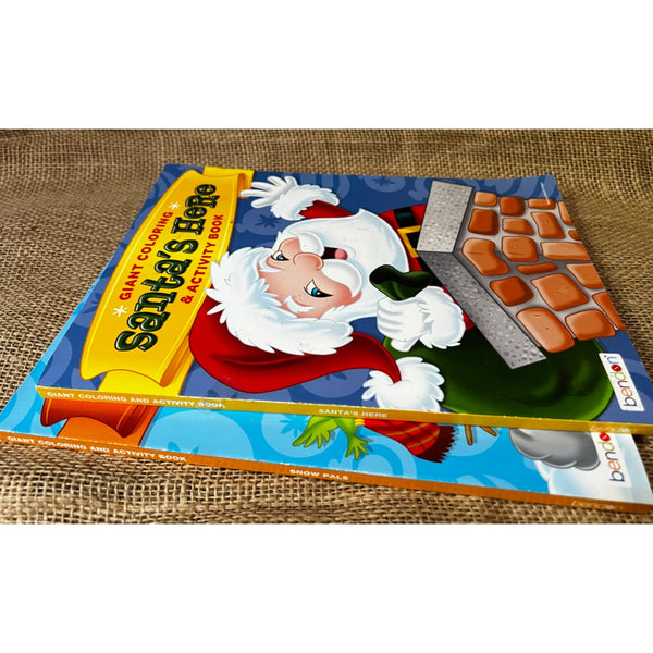 Bundle of 2 Children's Christmas Coloring Books, New Santa & Snowman Winter Holiday Coloring