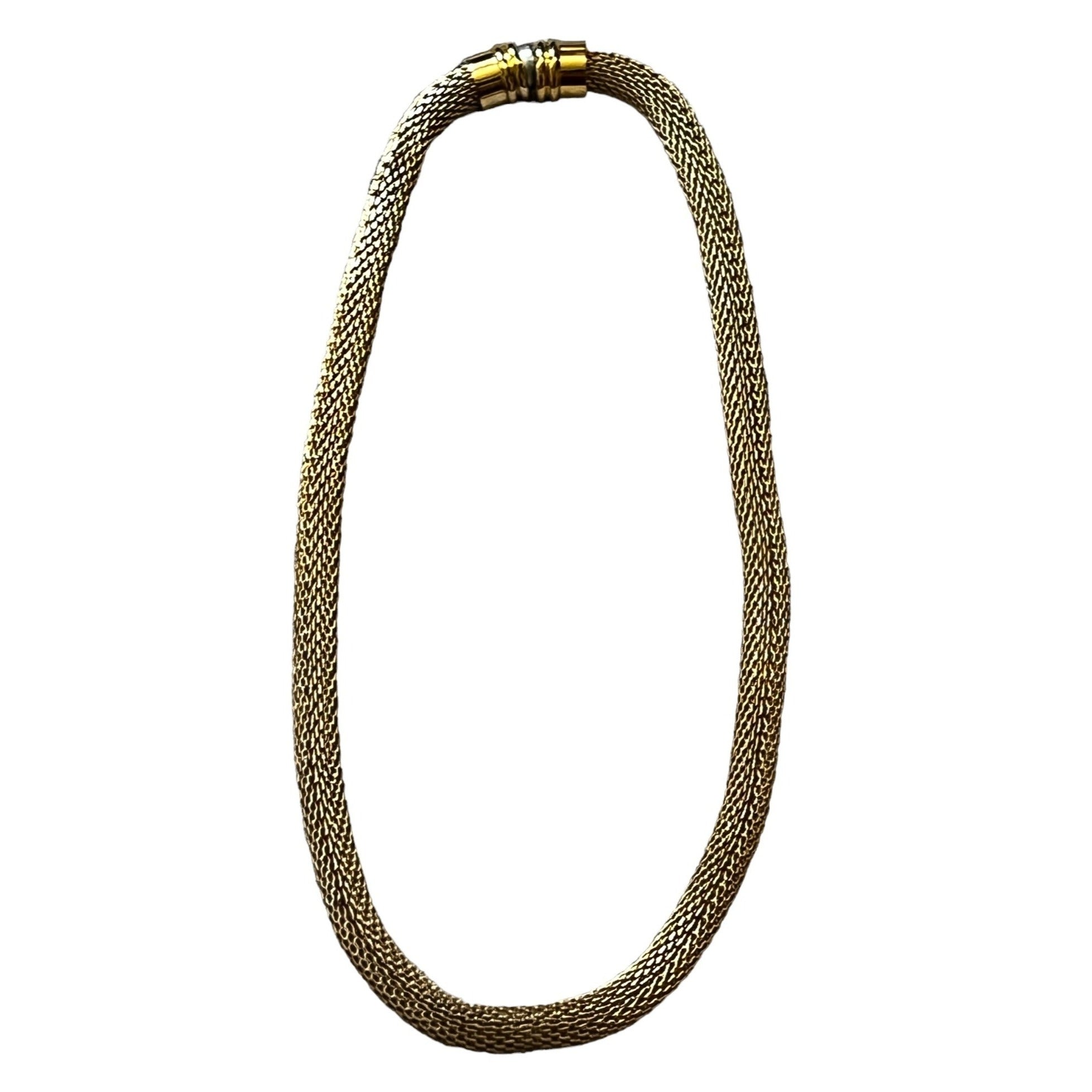 Vintage Magnetic Gold Chain Puffed Metal Necklace 17" long