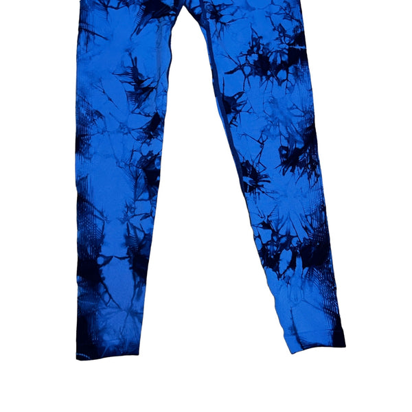 New Halara Seamless Flow Super High Waist Tie Dye Yoga 7/8 Leggings Sz S Womens Blue