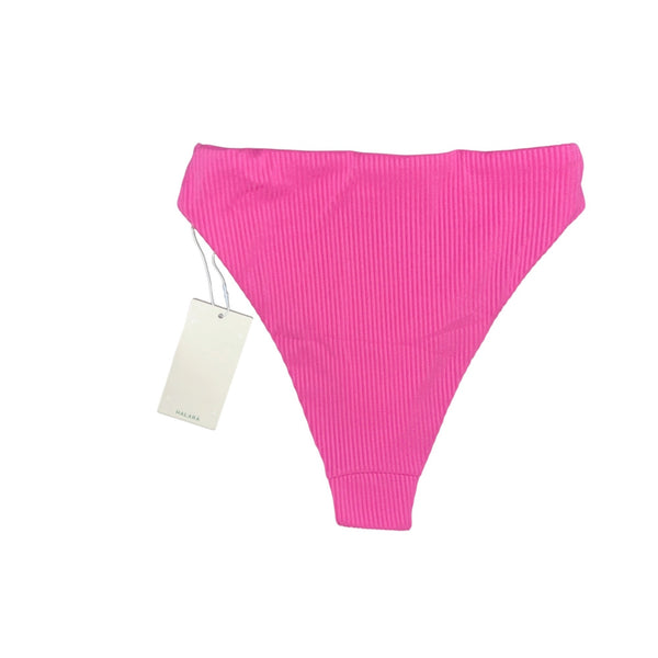 Halara Ribbed High Waisted Cheeky Bikini Bottoms Sz Medium Womens Hot Pink