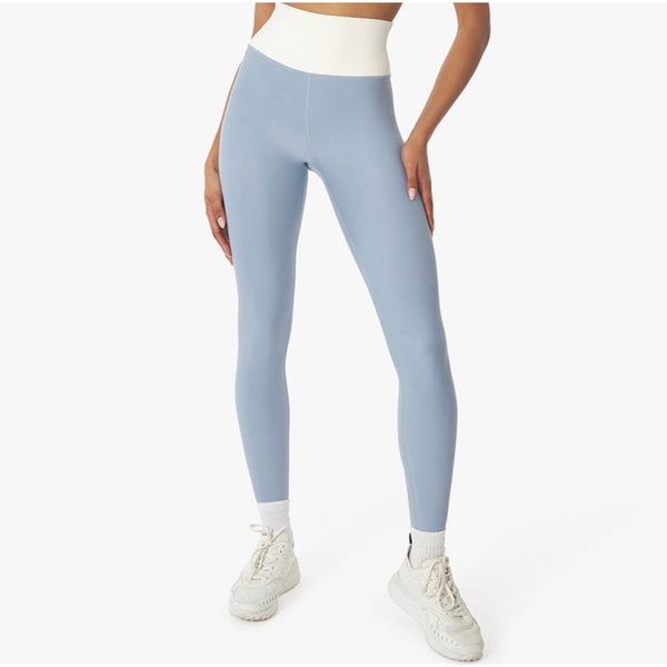 WeWoreWhat Colorblock High-rise Active Leggings Sz Large Womens Blue & White Activewear