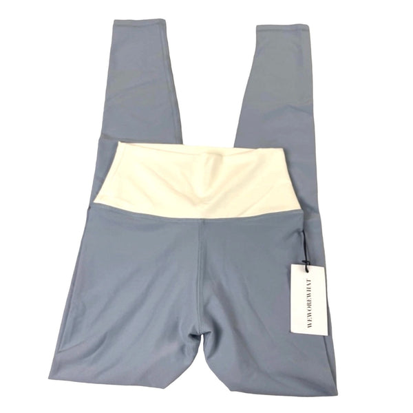 WeWoreWhat Colorblock High-rise Active Leggings Sz Large Womens Blue & White Activewear