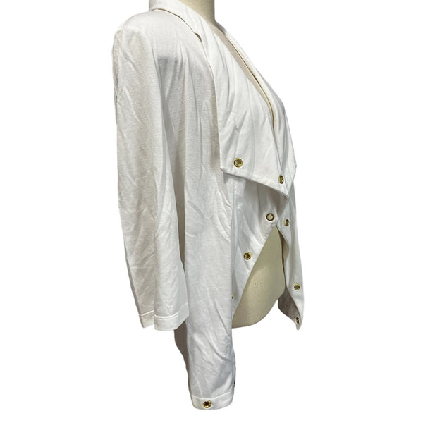 Chico's Open Front Grommet 3/4 Sleeve Cardigan Sz Medium (1) Womens White