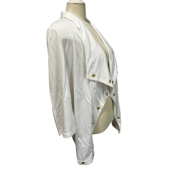 Chico's Open Front Grommet 3/4 Sleeve Cardigan Sz Medium (1) Womens White