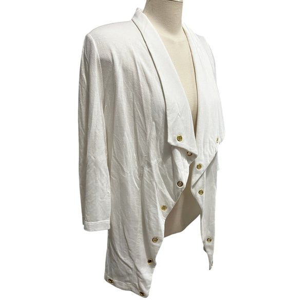 Chico's Open Front Grommet 3/4 Sleeve Cardigan Sz Medium (1) Womens White