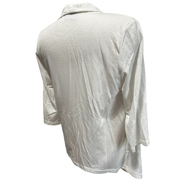 Chico's Open Front Grommet 3/4 Sleeve Cardigan Sz Medium (1) Womens White