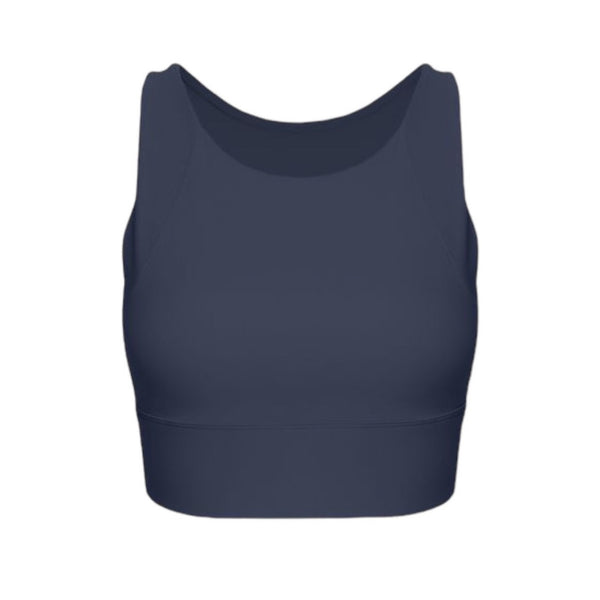 Halara Round Neck Cap Sleeve Cropped Ruched Workout Tank Sz Medium Navy Built in Bra