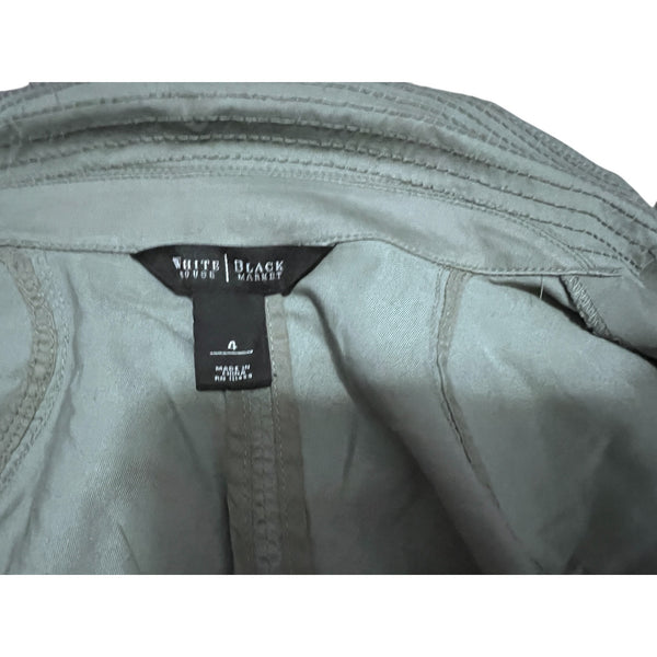 White House Black Market Olive Green Military-Style Button-Up Blazer Jacket Sz Small (4) Pockets Womens