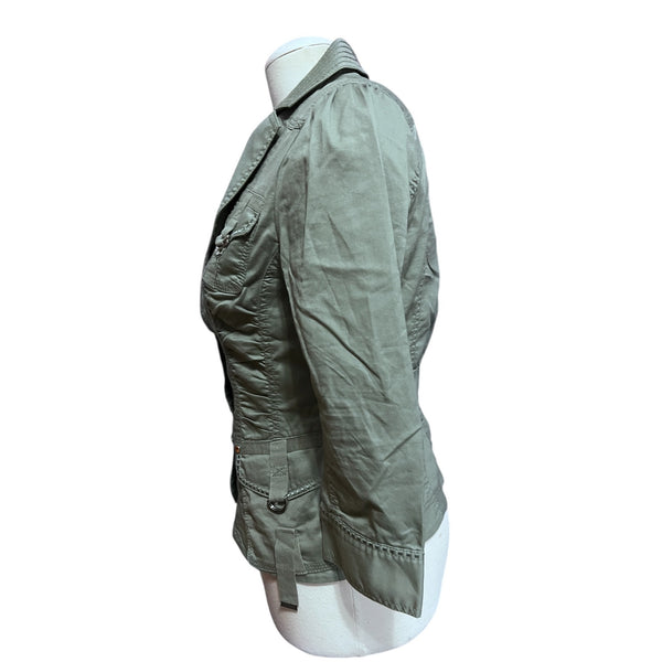 White House Black Market Olive Green Military-Style Button-Up Blazer Jacket Sz Small (4) Pockets Womens