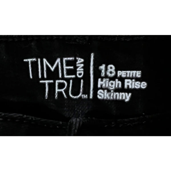 Time and Tru Black High Rise Skinny Jeans Sz 18 Petite Womens Ankle Style with Pockets