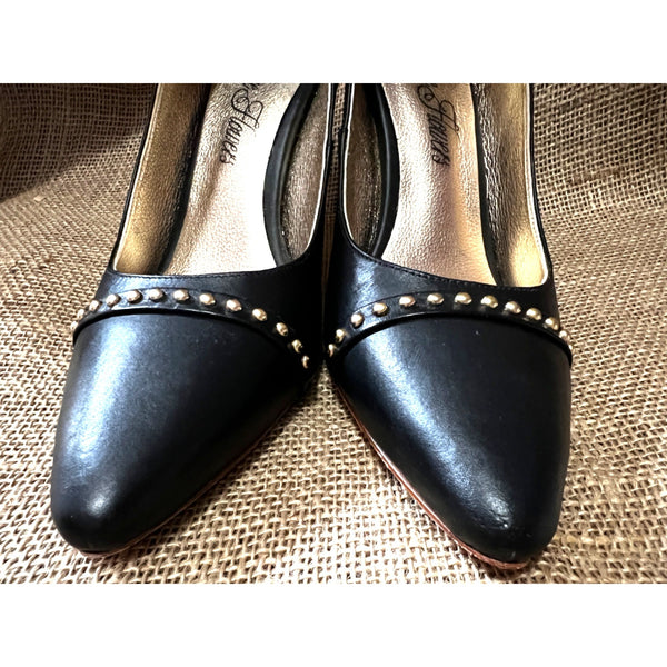 Claire Flowers Black Studded Pumps Sz 9 Womens 4" Stiletto Shoes