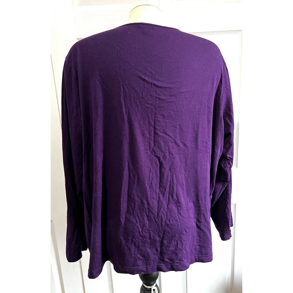 Nine West Purple Long Sleeve Blouse Sz 3X Womens Plus Round Neck Soft Shirt