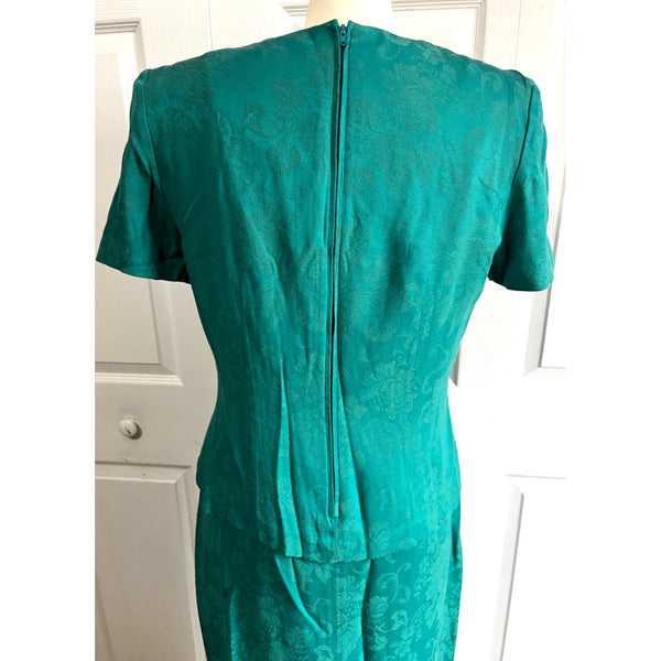 Vintage Cottage Core Dress Teal Green Sz 10 Womens by Karin Stevens Button Top Dress