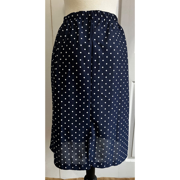 Vintage Polka Dot Skirt Suit Sz 18 Petite Plus by Prelude Short Sleeve Navy Blue