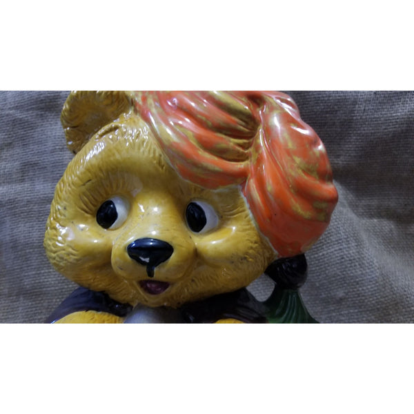 Unique Vintage Ceramic Bear Clock 12" tall  TESTED & WORKS Retro Boho Style Decor for Vintage Toy or Nursery Room