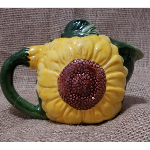 Vintage Sunflower Teapot from World Bazaar Collectible Ceramic 3D Raised Floral Whimsical Teapot