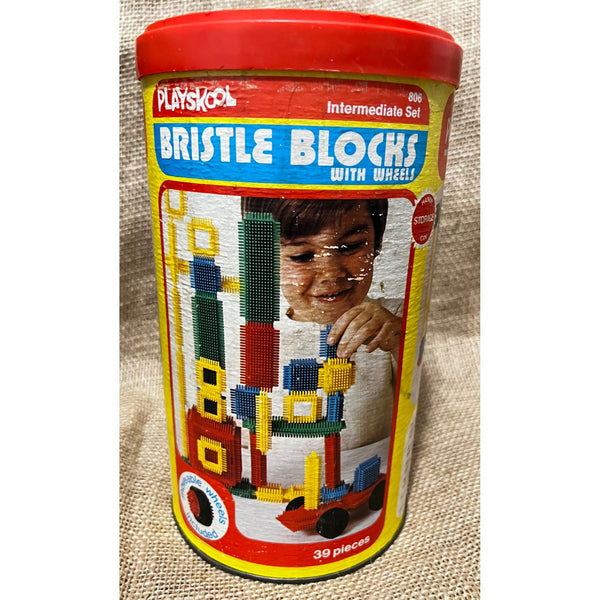 Vintage 1976 Playskool Bristle Blocks with Canister 32 PIece Set Building Toys
