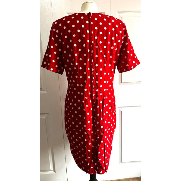 Vintage Red Polka Dot Sheath Dress Sz 14 by My Michelle Short Sleeve