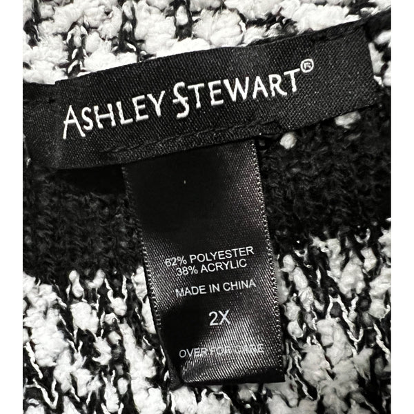 Ashley Stewart Sz 2X Black & White Sweater Soft Striped Womens Plus