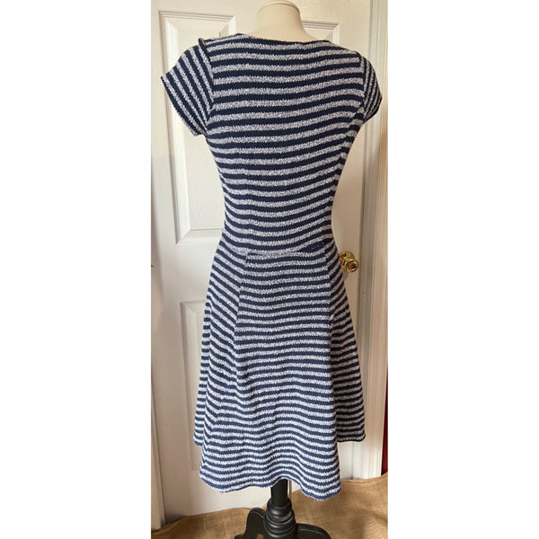 Old Navy Striped Knit Mini Dress Sz M Womens Blue and White Breathable Material