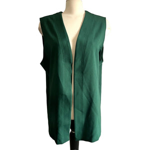 Vintage Seventies Hunter Green Vest Sz Large Womens by Bend Over Open Front Long