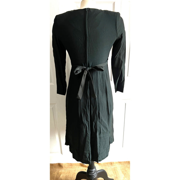 Vintage Expo Pre Teen Tailored Dress Sz 16 Girls Dark Green with Lace Collar & 3/4 Sleeves