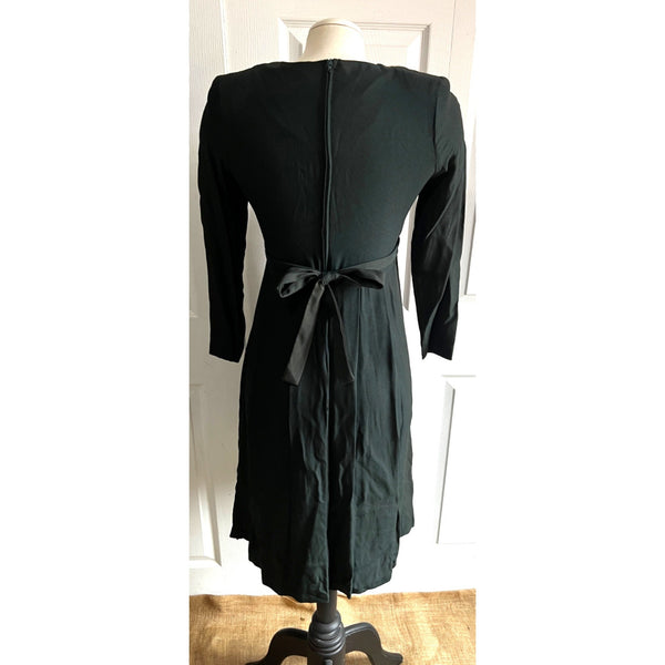 Vintage Expo Pre Teen Tailored Dress Sz 16 Girls Dark Green with Lace Collar & 3/4 Sleeves